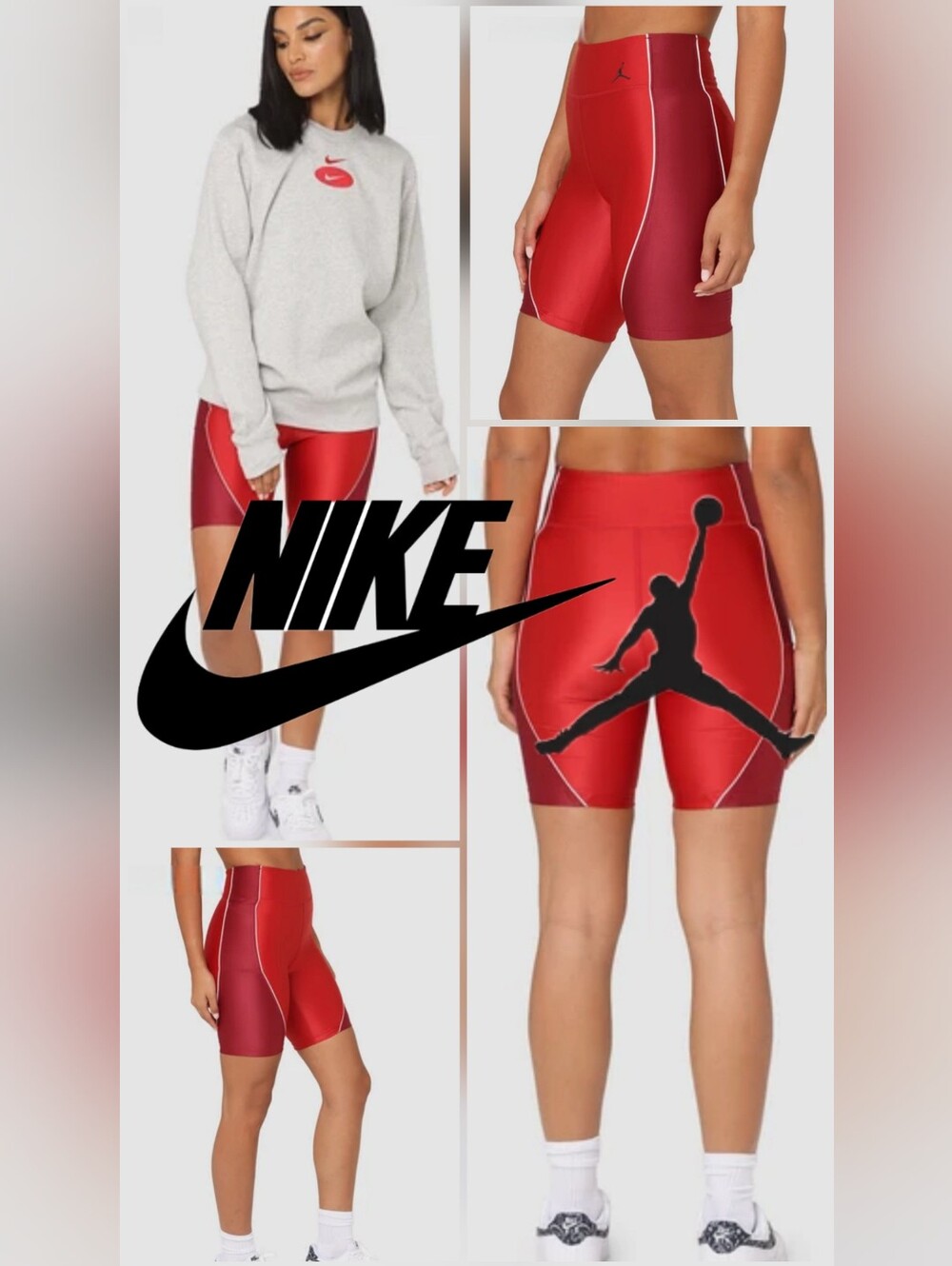 Women's Nike Jordan Essential Mid-Rise Bike Shorts In Varsity Red Jumpman Graph